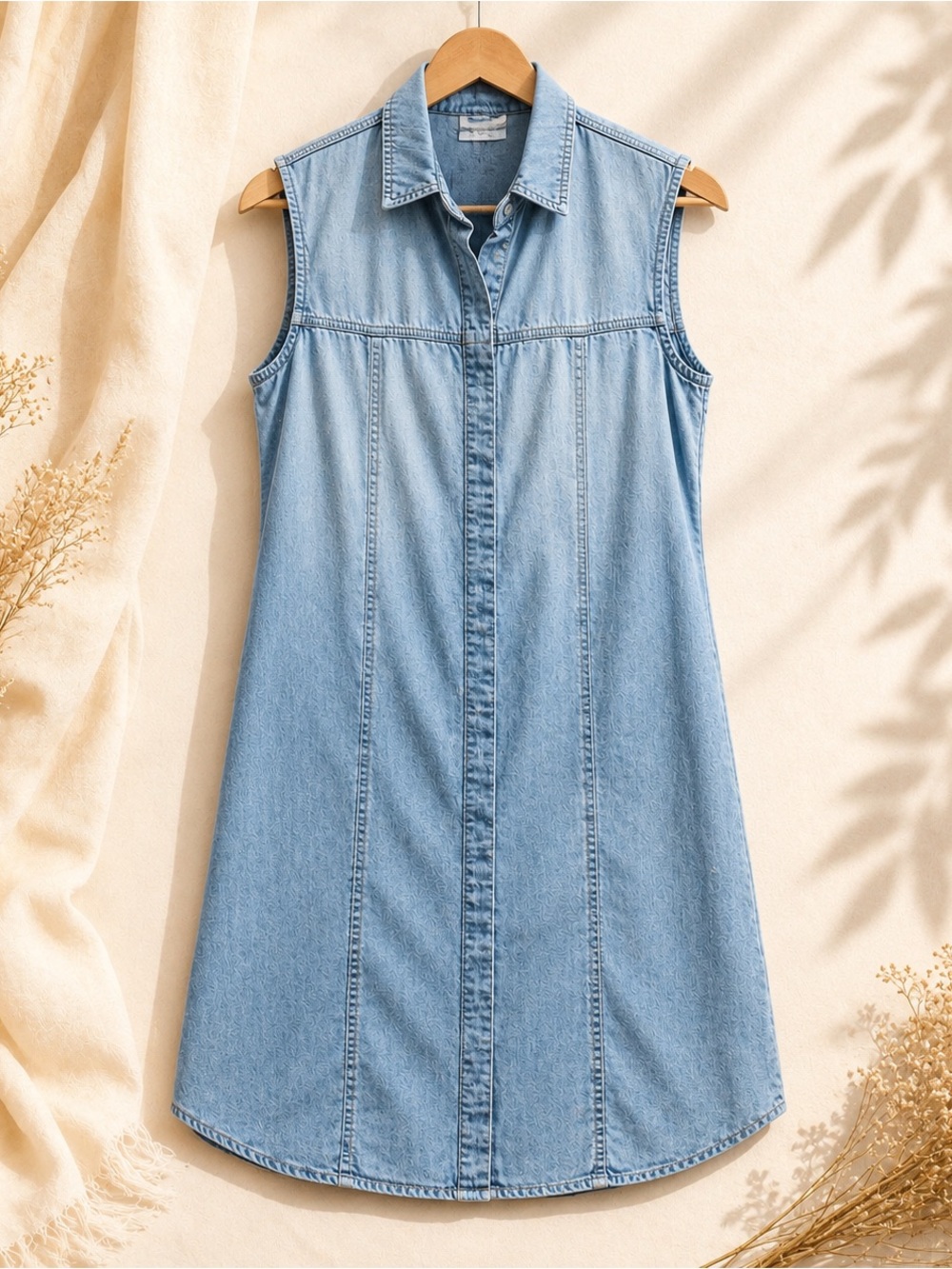 Hudson Sleeveless Chambray Shirt Dress Light Wash Blue Size Large